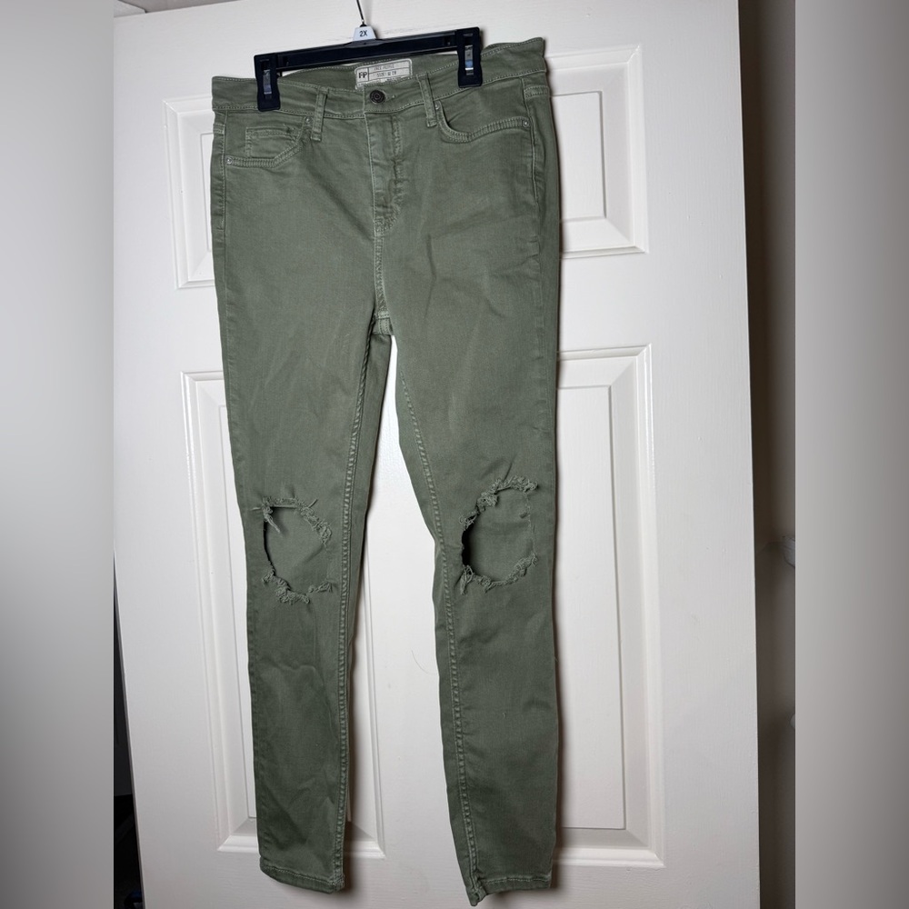 Free People High-Rise Busted Knee Skinny Jeans